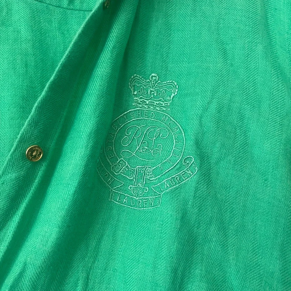 Lauren Ralph Lauren Green Button Down Shirt - Picture 3 of 4